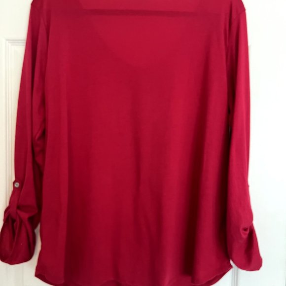 Lily Morgan, dressy red top with button accents - Picture 3 of 5